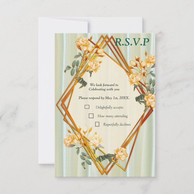 Bouquets of Multi-colour Roses  on Silk textures RSVP Card (Front)