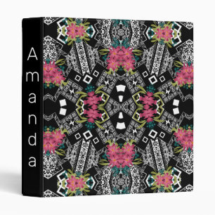 Bouquets of pink flowers flowers on a geometric binder