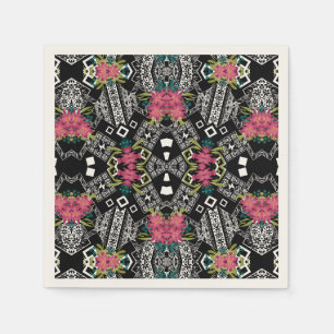 Bouquets of pink flowers flowers on a geometric napkin
