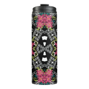 Bouquets of pink flowers flowers on a geometric thermal tumbler
