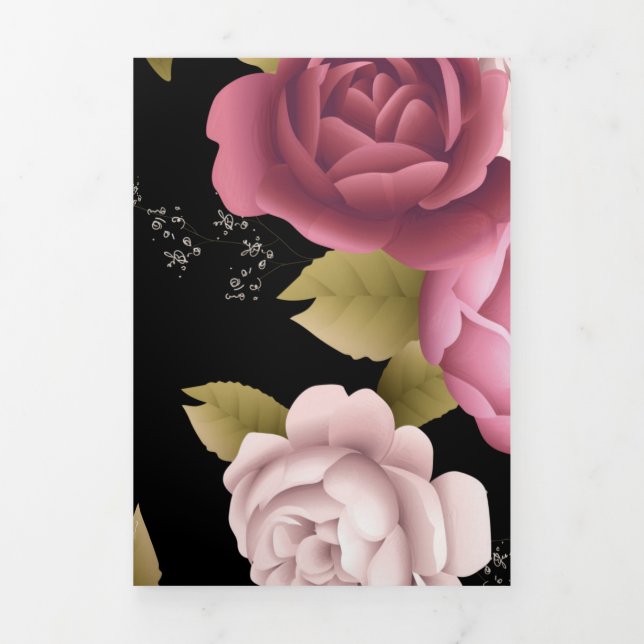 Bouquets of Roses 3 Tri-Fold Holiday Card (Cover)