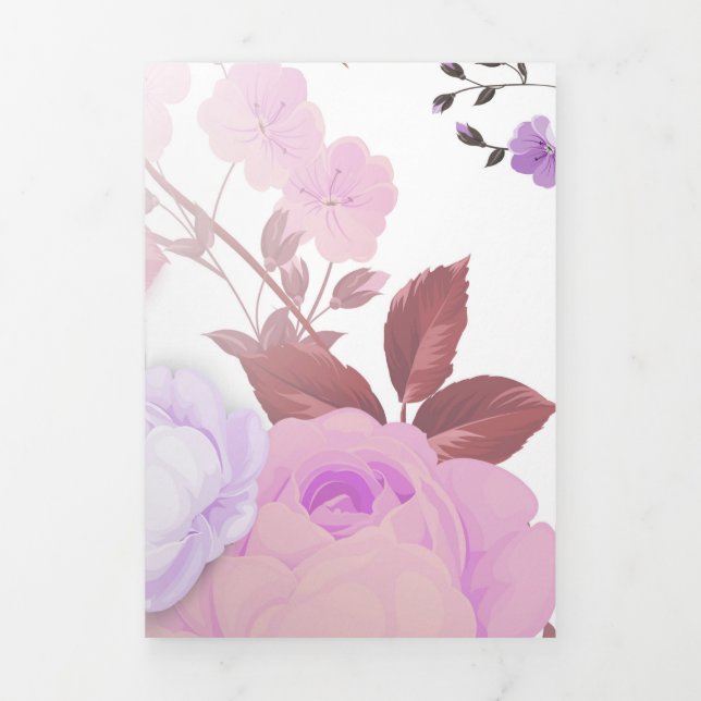 Bouquets of Roses 5 Tri-Fold Holiday Card (Cover)