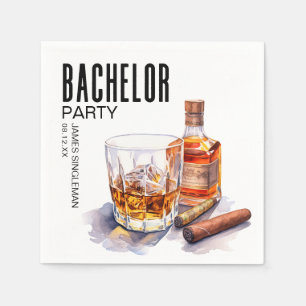 Bourbon and Cigar Bachelor Party Napkin