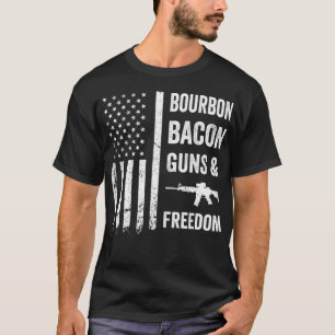 BOURBON BACON GUNS & FREEDOM  BBQ Grill Drinking U T-Shirt