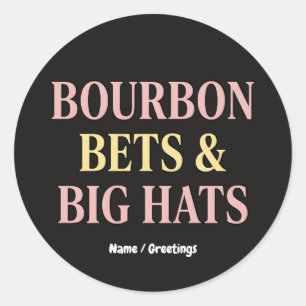  Bourbon Bets & Big Hats Retro Social Club Horse  Classic Round Sticker