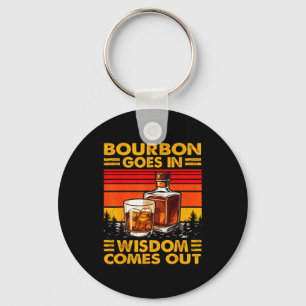 Bourbon Goes In Wisdom Comes Out Bourbon Drinking Keychain