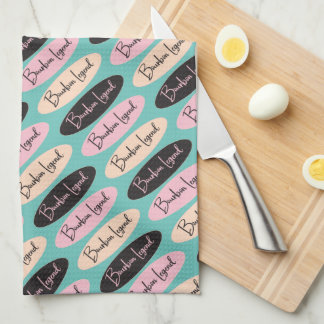 Bourbon Legend Ovals pnk/black/aqua Kitchen Towel