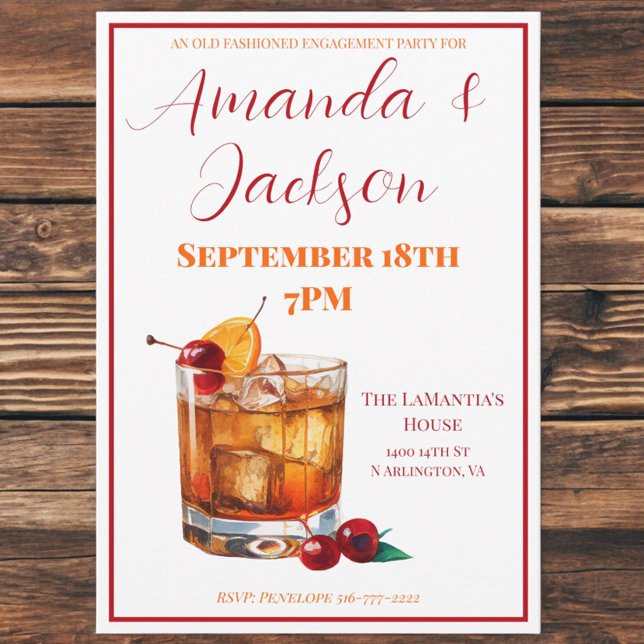 Bourbon Old Fashioned Engagement Party Invitation (Creator Uploaded)