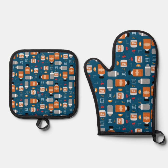 Bourbon Pattern Oven Mitt & Pot Holder Set (Front)
