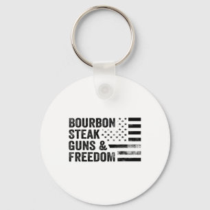 Bourbon Steak Guns And Freedom Usa Flag Whiskey Pa Keychain