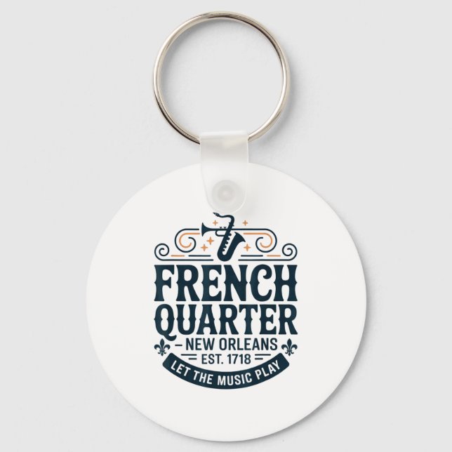 Bourbon Street French Quarter New Orleans Mardi Gr Keychain (Front)