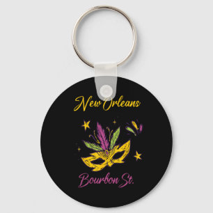 Bourbon Street French Quarter New Orleans Mardi Gr Keychain