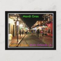 Bourbon Street Mardi Gras, New Orleans, LA postcar