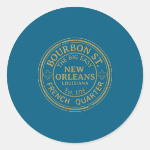 Bourbon Street New Orleans French Quarter Distress Classic Round Sticker