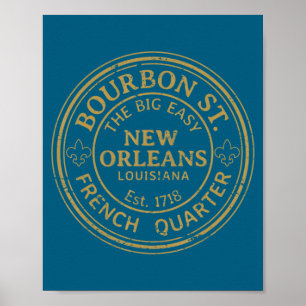 Bourbon Street New Orleans French Quarter Distress Poster