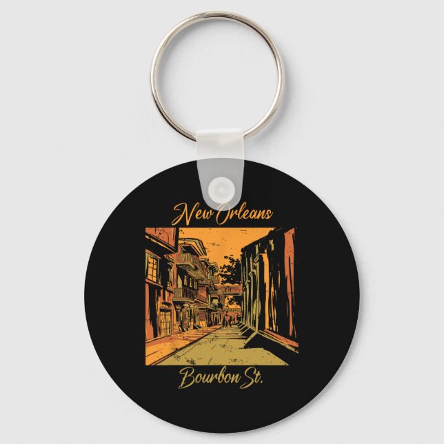 Bourbon Street New Orleans Souvenir Louisiana Mard Keychain (Front)