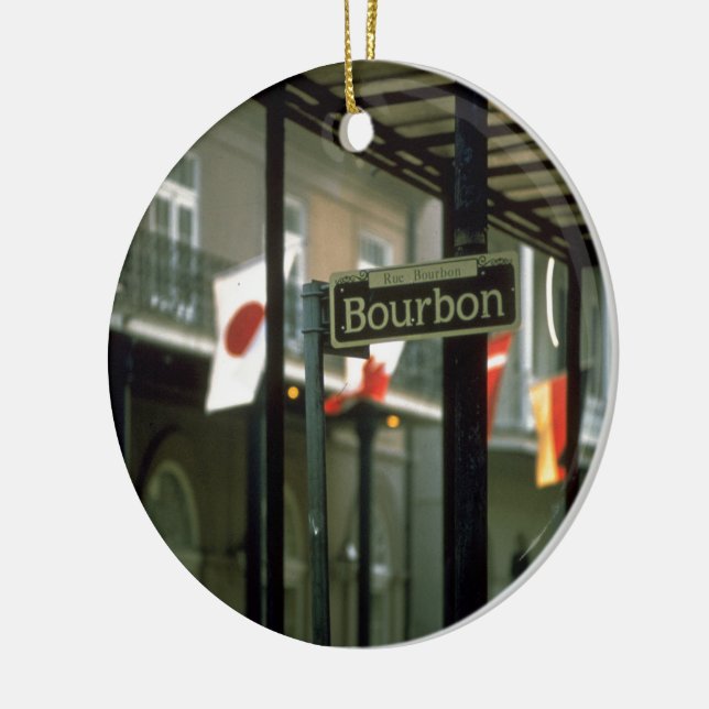Bourbon Street Sign in New Orleans Ceramic Ornament (Left)