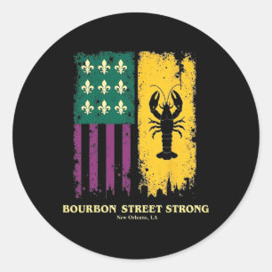 Bourbon Street Strong New Orleans Pride Crawfish M Classic Round Sticker