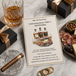 Bourbon Tasting 40th Birthday Invitation - Whiskey