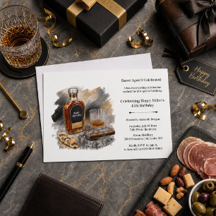 Bourbon Tasting 45th Birthday Whiskey Cigar Theme  Invitation