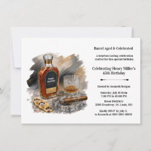 Bourbon Tasting 45th Birthday Whiskey Cigar Theme Invitation