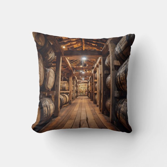 Bourbon Whiskey Rickhouse  Throw Pillow (Front)