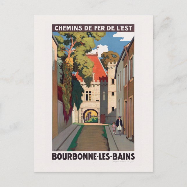 Bourbonne-les-Bains Vintage Poster 1930 Postcard (Front)