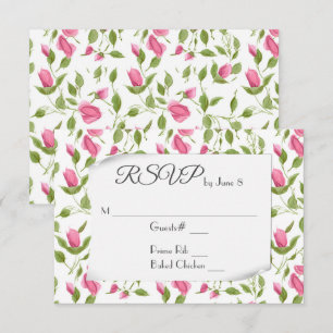 Bourgeons de rose rose sur RSVP de mariage blanc