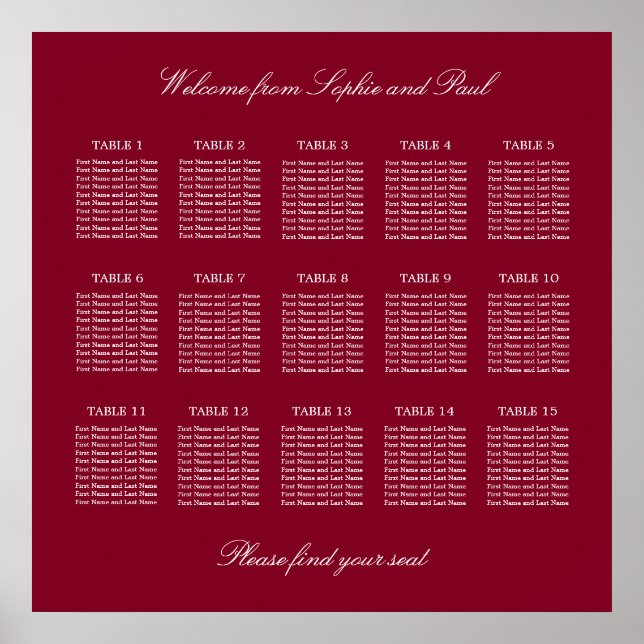Bourgogne 15 Mariage de table Poster (Devant)