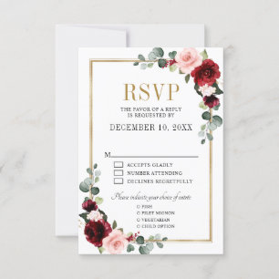 Bourgogne Blush Floral moderne géométrique RSVP