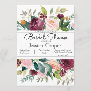 Bourgogne Bouquet Invitation de la douche nuptiale