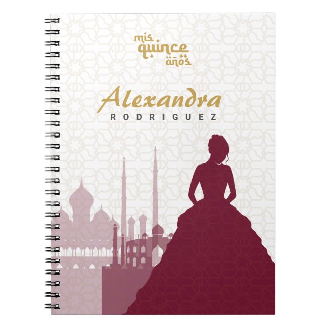 Bourgogne & Carnet Gold Arabian Quinceañera (Devant)
