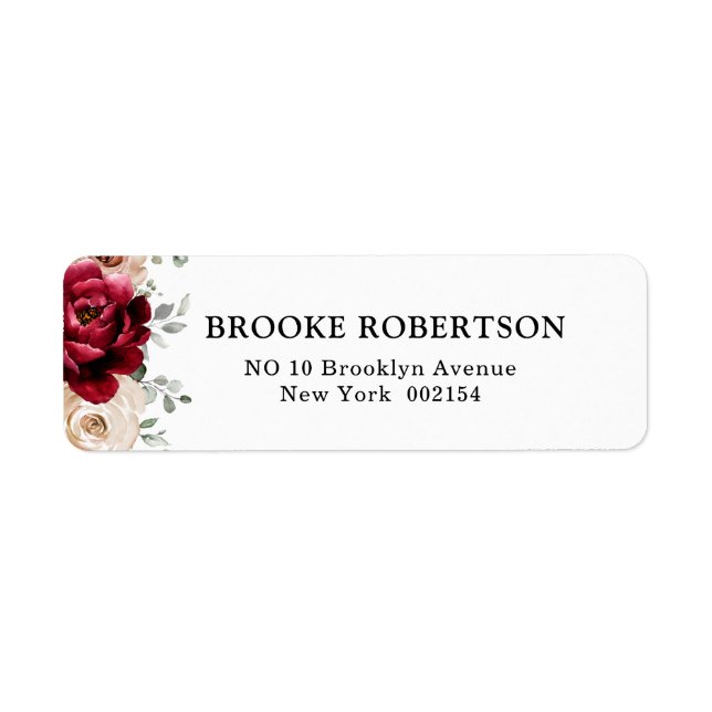 Bourgogne Champagne Ivory Mauve Rose Floral Mariag (Devant)