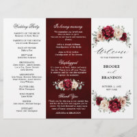 Bourgogne Champagne Ivory Mauve Wedding Programme