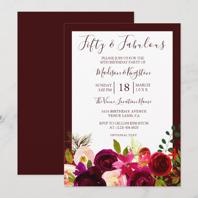 Bourgogne Cinquante et fabuleux Invitation de fête (Devant / Derrière)