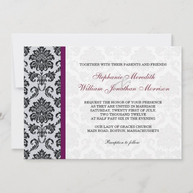 Bourgogne Damask Monogram Invitation (Devant)