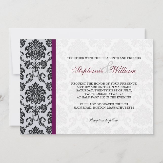 Bourgogne Damask Monogram Invitation (Devant)