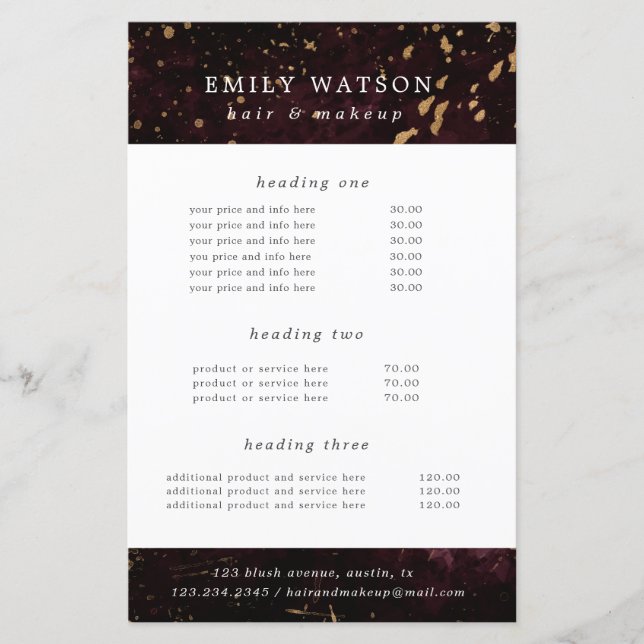 Bourgogne doré service et prospectus de prix (Devant)