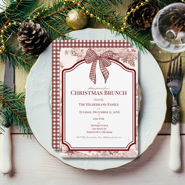 Bourgogne En vichy Noël Brunch Invitation (Créateur téléchargé)