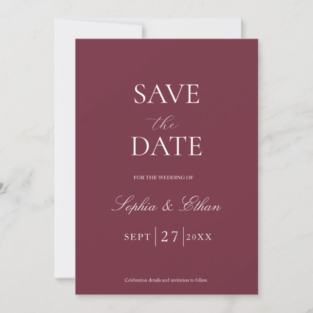 Bourgogne Enregistrer La Date Invitation (Devant)