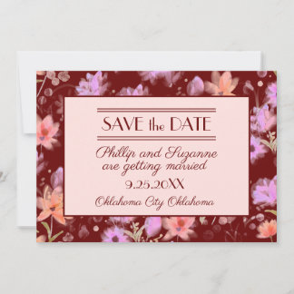 Bourgogne et Blush Invitation Florale Vintage pour