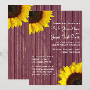 Bourgogne et Faire-part de mariage de tournesol