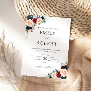 Bourgogne et Faire-part de mariage floral de la ma