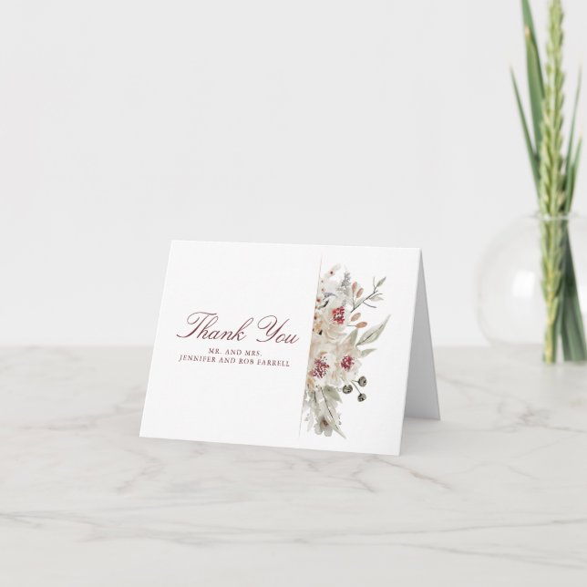 Bourgogne et Fleurs de Crème Mariage Merci (Devant)