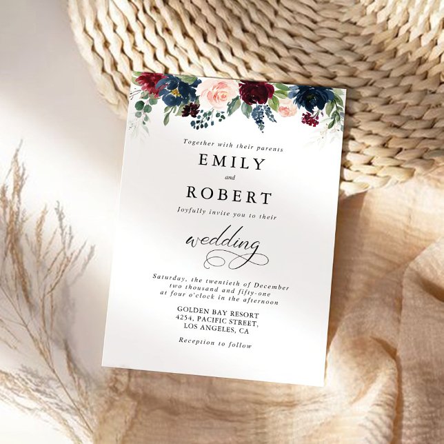 Bourgogne et Mariage de la Marine Invitation (Créateur téléchargé)