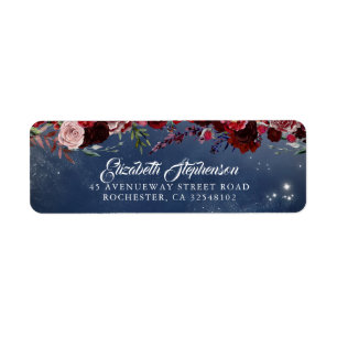 Bourgogne et Mariage floral bleu marine