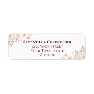 Bourgogne et Rose Mariage de dentelle d'or Adresse