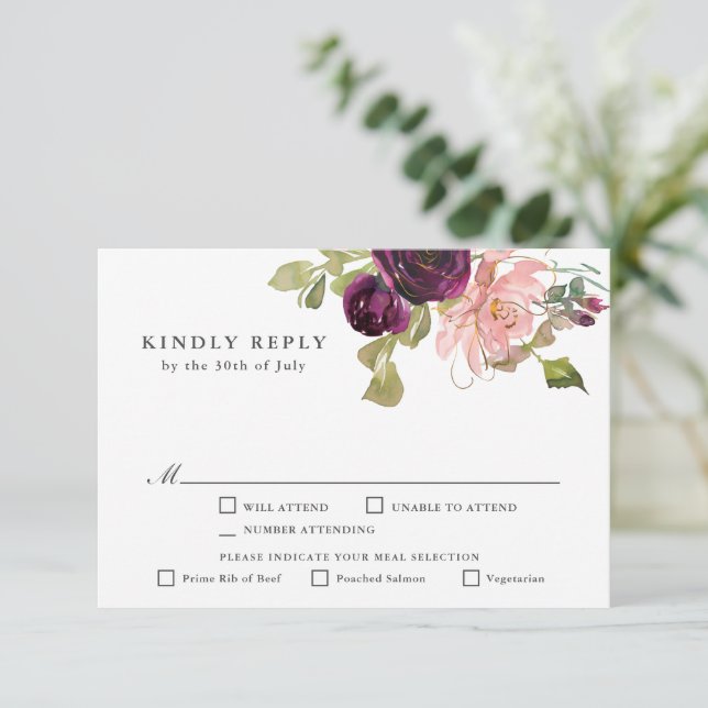 Bourgogne et rose pâle RSVP Floral avec Entres (Debout devant)