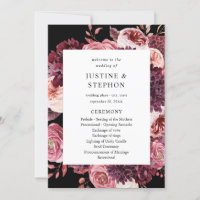 Bourgogne et rose vierge 8B Programme de cérémonie