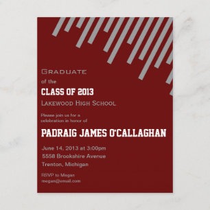 Bourgogne et Silver Graduation Invitation